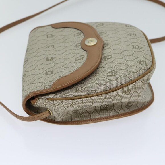 Christian Dior Honeycomb Canvas Shoulder Bag PVC Leather Beige Auth - Picture 5 of 15